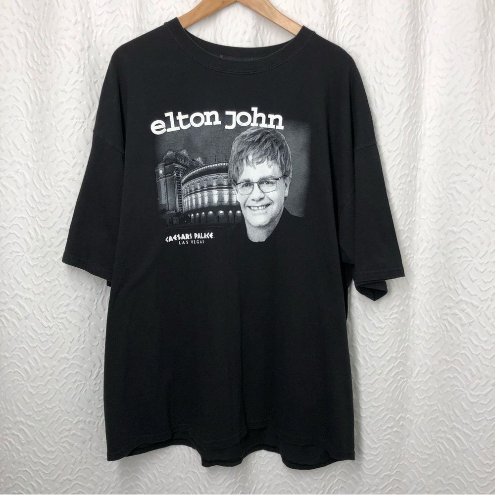 Black White Grey Elton John Caesars Palace Las Vegas Concert Shirt